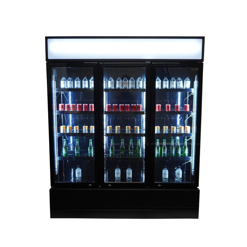 COMBISTEEL - Réfrigérateur 3 portes en verre noir