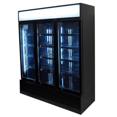 COMBISTEEL - Réfrigérateur 3 portes en verre noir