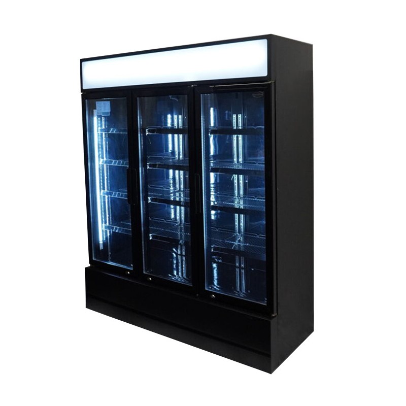 COMBISTEEL - Réfrigérateur 3 portes en verre noir