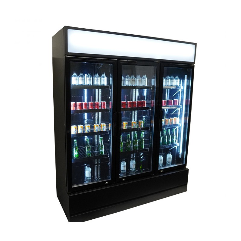 COMBISTEEL - Réfrigérateur 3 portes en verre noir