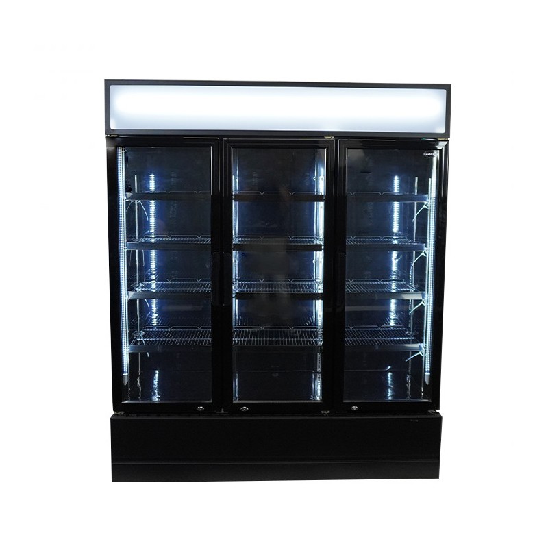 COMBISTEEL - Réfrigérateur 3 portes en verre noir