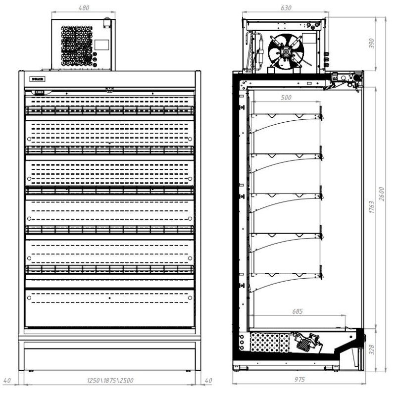 COMBISTEEL -Vitrine murale froide max 8.1