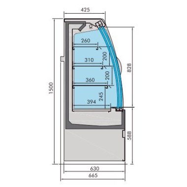 COMBISTEEL - Vitrine réfrigérée noah avec portes coulissantes 1.3