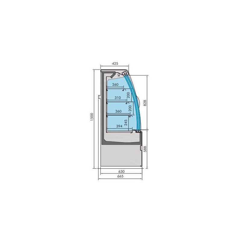 COMBISTEEL - Vitrine réfrigérée noah avec portes coulissantes 1.3