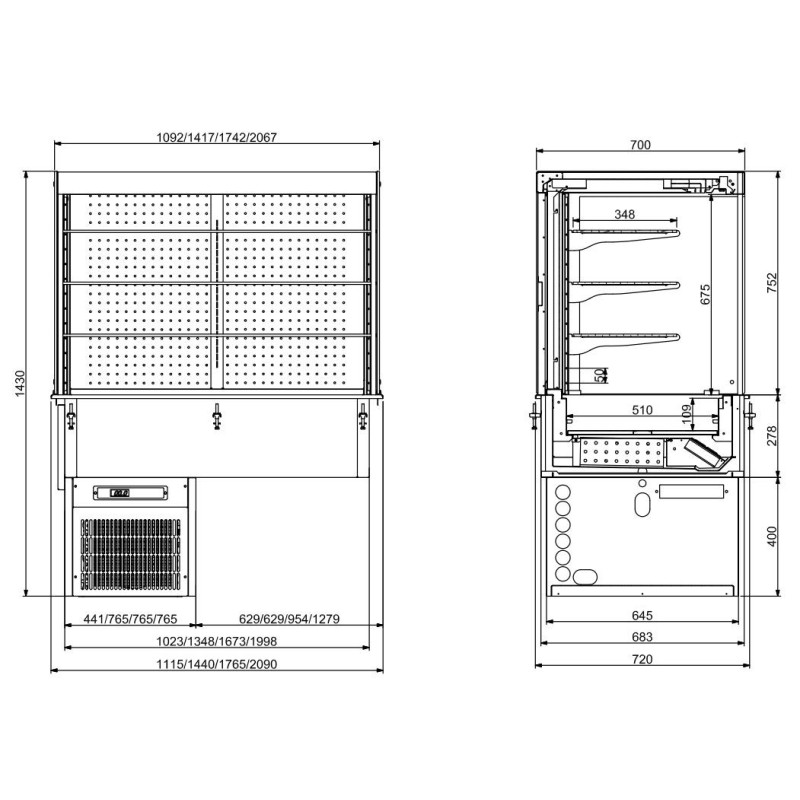 COMBISTEEL - Drop-in vitrine cubique réfrigérée mural