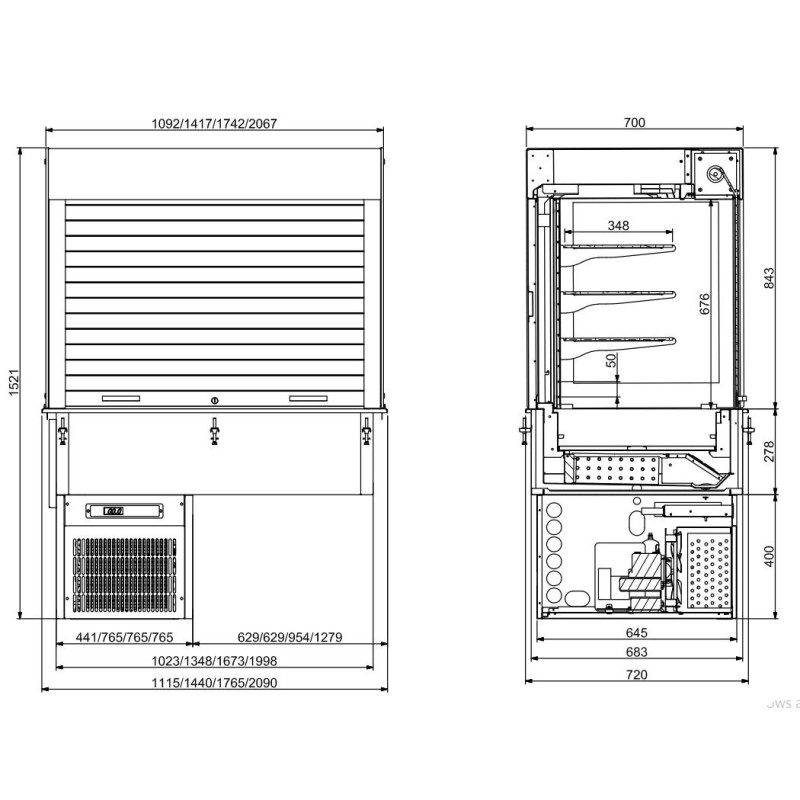 COMBISTEEL - Drop-in vitrine cubique réfrigérée