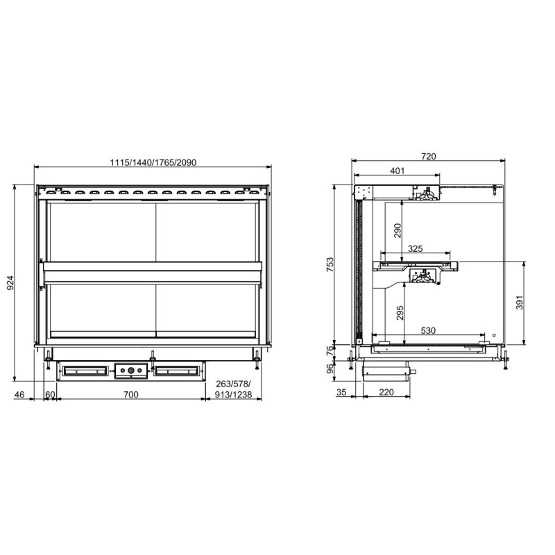 COMBISTEEL - Drop-in vitrine cubique chauffante blanche