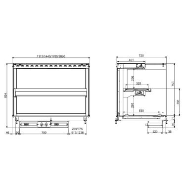 COMBISTEEL - Drop-in vitrine cubique chauffante avec plaque vitro ceramique modele mural - noir 5/1
