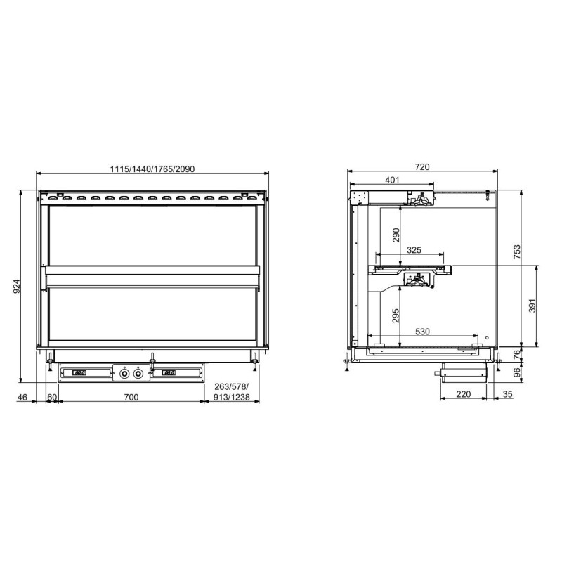 COMBISTEEL - Drop-in vitrine cubique chauffante avec plaque vitro ceramique modele mural - noir 5/1