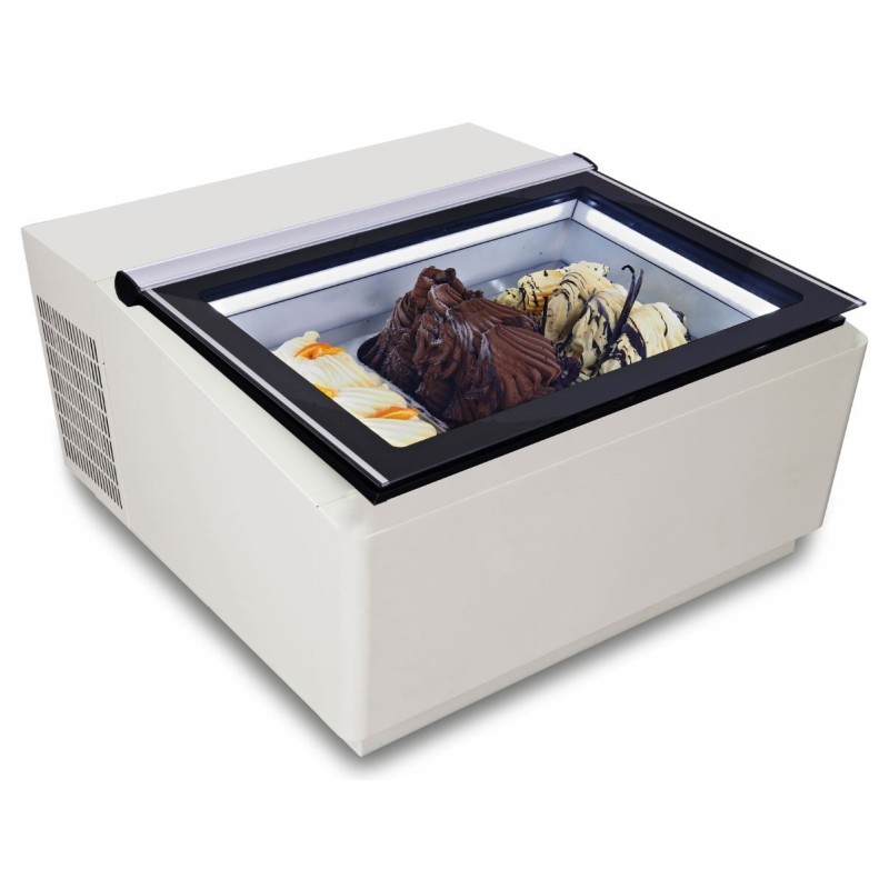 COMBISTEEL -  Table vitrine à crème glacée blanc