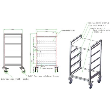 COMBISTEEL - Trolley pour paniers de lavage 500x500