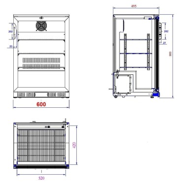 COMBISTEEL - Arrière bar réfrigérée noir 1 porte