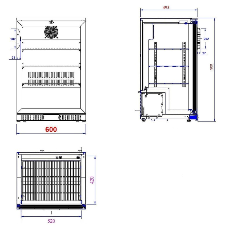 COMBISTEEL - Arrière bar réfrigérée noir 1 porte