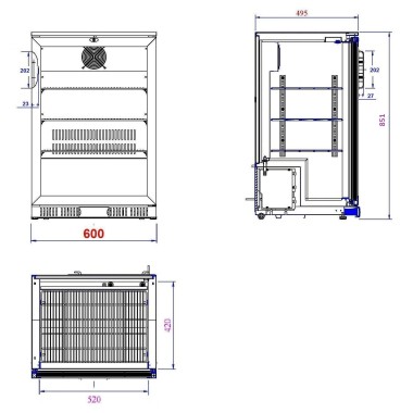COMBISTEEL - Arrière bar réfrigérée 1 porte noir