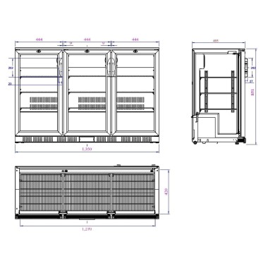 COMBISTEEL - Arrière bar réfrigérée 3 portes noir