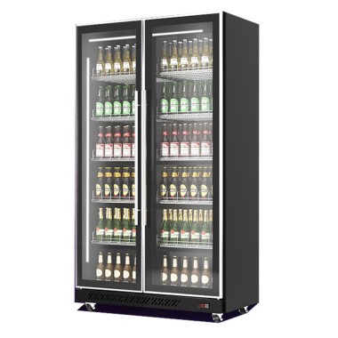 COMBISTEEL - Réfrigérateur 2 portes en verre noir