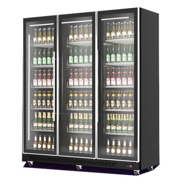 COMBISTEEL - Réfrigérateur 3 portes en verre noir