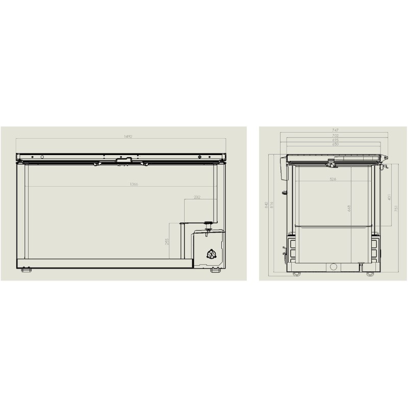 COMBISTEEL - Congélateur bahut couvercle en inox 469 l