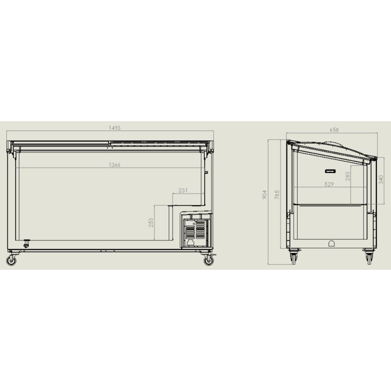 COMBISTEEL - Congélateur bahut couvercle en verre 461 l