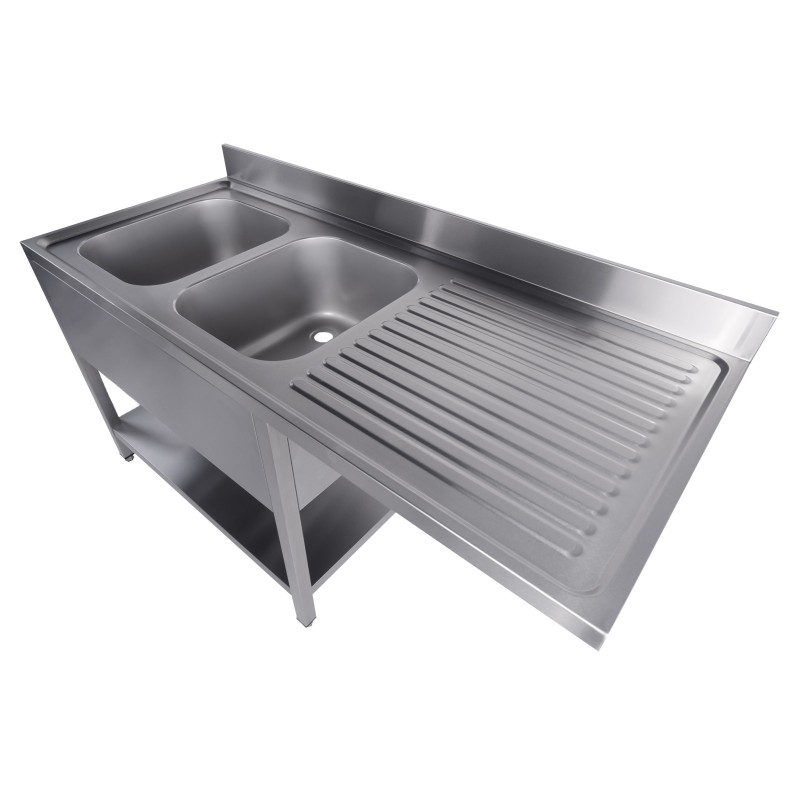 COMBISTEEL - 700 bloc-évier étagère lave-vaisselle démontable 2 à gauche 1600