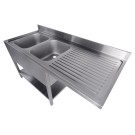 COMBISTEEL - 700 bloc-évier étagère lave-vaisselle démontable 2 à gauche 1600