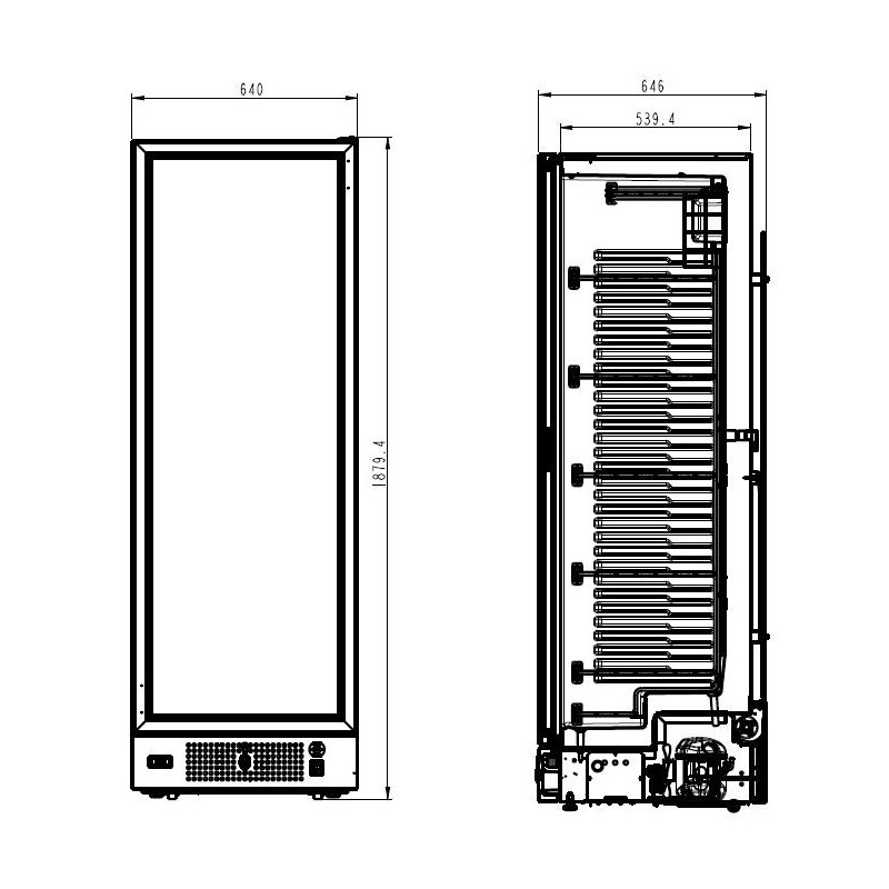 COMBISTEEL - Congélateur 1 porte en verre noir 382l