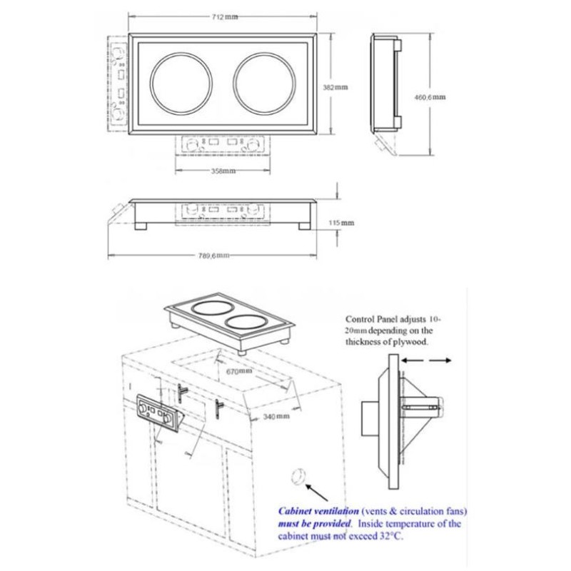 COMBISTEEL - Drop-in cuisinière à induction 2 zones