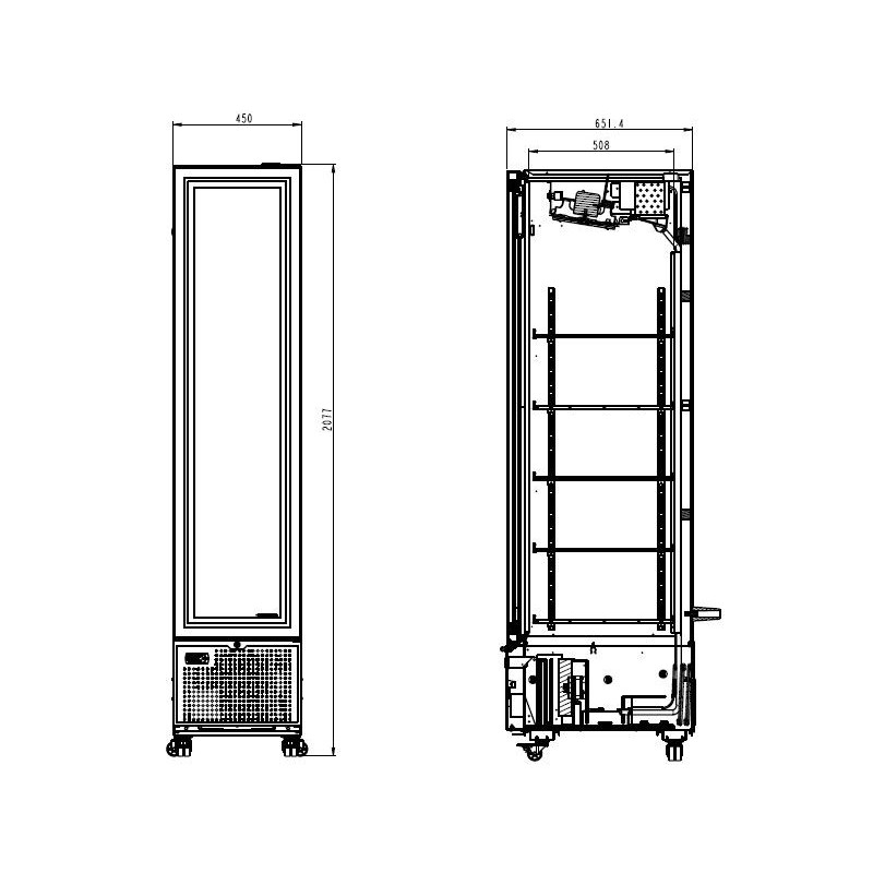 COMBISTEEL - Réfrigérateur 1 porte en verre noir 348l
