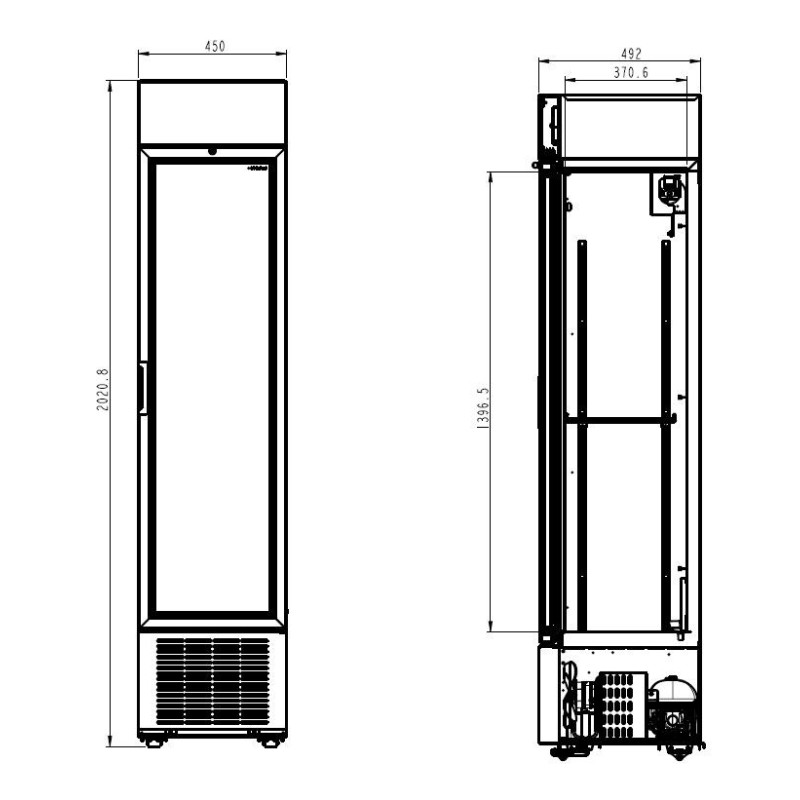 COMBISTEEL - Réfrigérateur 1 porte en verre noir 232l