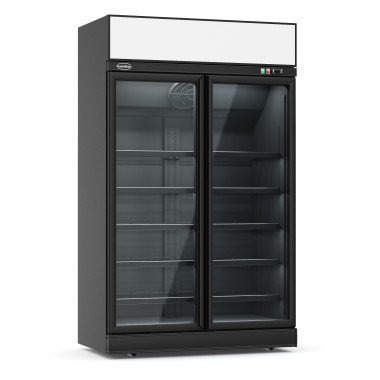 COMBISTEEL - Réfrigérateur 2 portes en verre noir/anthracite