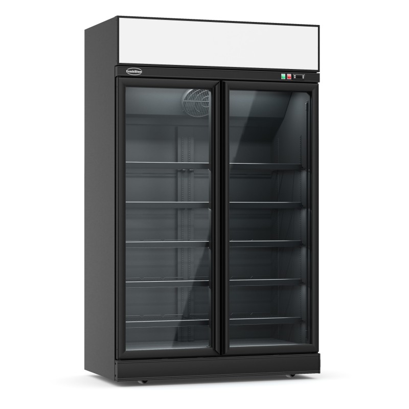 COMBISTEEL - Réfrigérateur 2 portes en verre noir/anthracite