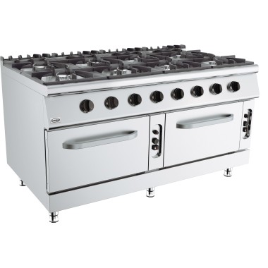 COMBISTEEL - Cuisinière à gaz 8 bruleurs avec four à gaz