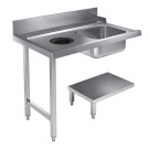 COMBISTEEL - Table d'approvisionement étagère avec trou déchets 1200 à gauche