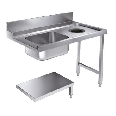 COMBISTEEL - Table d'approvisionement étagère avec trou déchets