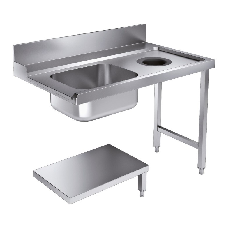COMBISTEEL - Table d'approvisionement étagère avec trou déchets