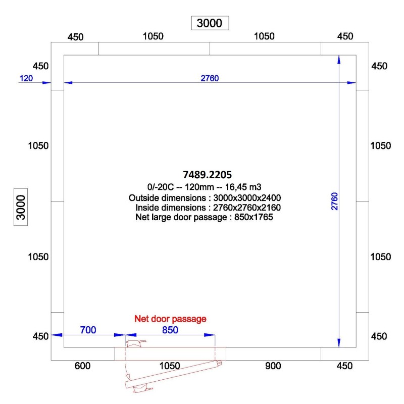 COMBISTEEL - Chambre froide positive/negative 3000x3000x2400