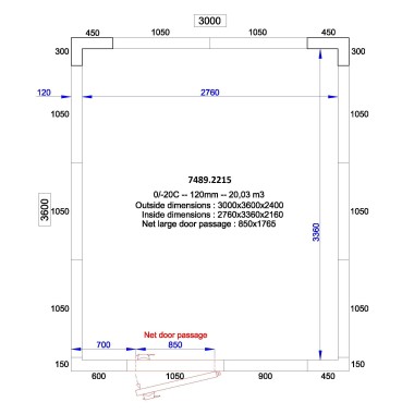 COMBISTEEL - Chambre froide positive/negative 3000x3600x2400 - 120 mm
