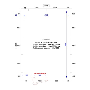 COMBISTEEL - Chambre froide positive/negative 3000x4200x2400 - 120 mm