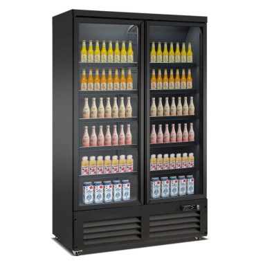 COMBISTEEL - Réfrigérateur 2 portes en verre noir ceb-1200r bl