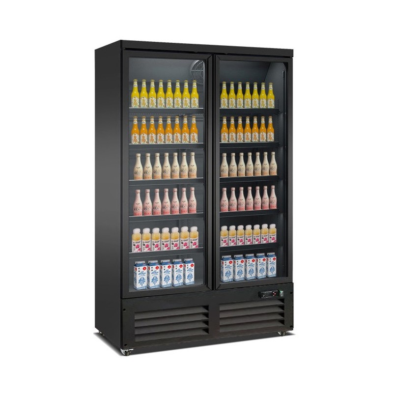 COMBISTEEL - Réfrigérateur 2 portes en verre noir ceb-1200r bl