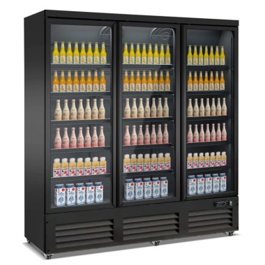 COMBISTEEL - Réfrigérateur 3 portes en verre noir ceb-1600r bl
