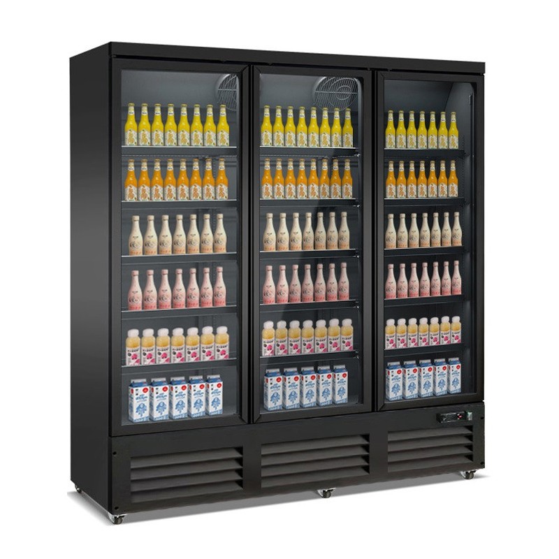 COMBISTEEL - Réfrigérateur 3 portes en verre noir ceb-1600r bl
