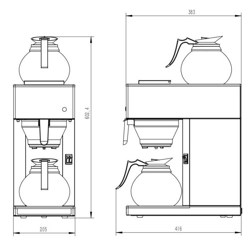COMBISTEEL - Machine café 2 carafes en verre