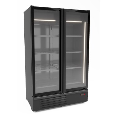 COMBISTEEL - Réfrigérateur 2 portes en verre noir