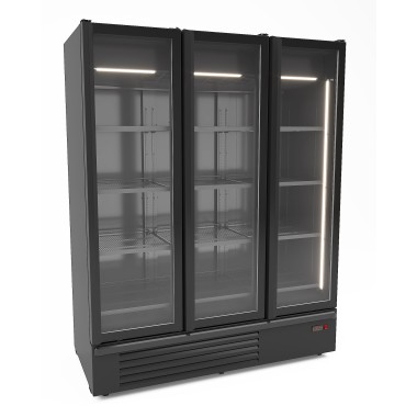 COMBISTEEL - Réfrigérateur 3 portes en verre noir 1555l