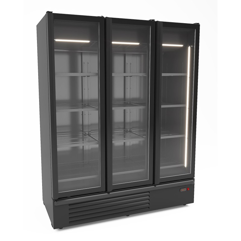 COMBISTEEL - Réfrigérateur 3 portes en verre noir 1555l