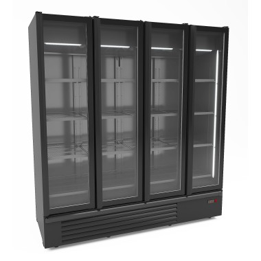 COMBISTEEL - Réfrigérateur 4 portes en verre noir 1850l