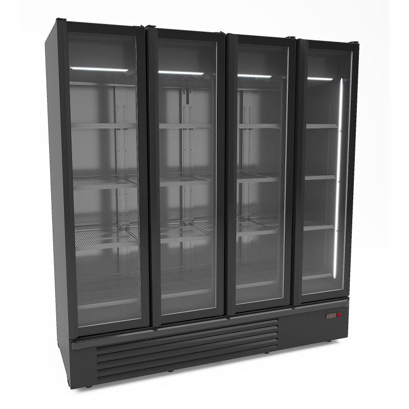 COMBISTEEL - Réfrigérateur 4 portes en verre noir 1850l