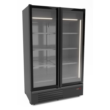 COMBISTEEL - Congélateur 2 portes en verre noir