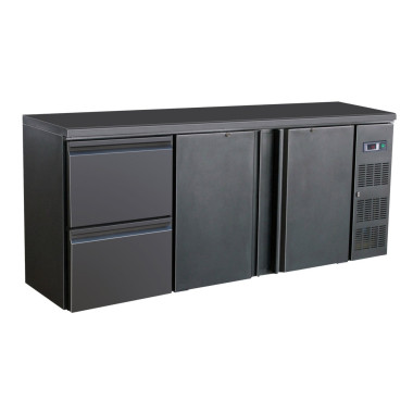 COMBISTEEL - Arrière bar réfrigérée noir 2 portes et 2 tiroirs